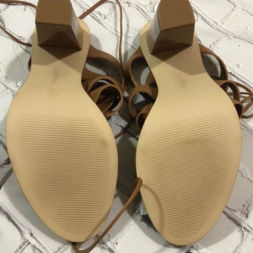 Calvin Klein Penelope tan strappy heels